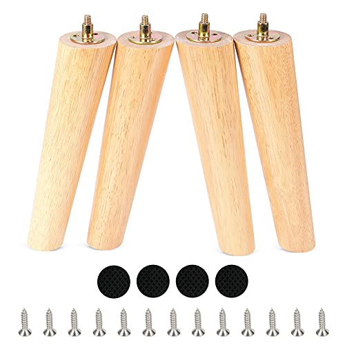 Ctopogo Wooden Solid Wood Round Furniture Legs 10 Inch Set Of 4 Mid-Century Modern Sofa Replacement Parts Couch Bed Coffee Chair Desk Table Feet Legs With Pre-Drilled Bolts #TOP18