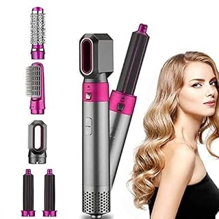 Drumstone 5-in-1 Hot Air Brush Hair Styler, 1000W Hair Dryer with Curling, Straightening, Volumizing & Styling Attachments, Negative Ion Technology, Corded Hair Styling Tool for Multiple Hair Types