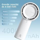 JISULIFE Ventilatore Tascabile Turbo Ricaricabile da 4000mAh con 5 Velocità - 2