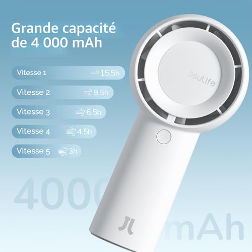 JISULIFE Ventilatore Tascabile Turbo Ricaricabile da 4000mAh con 5 Velocità - 2