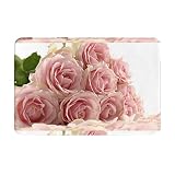 VUCEMI Pink Roses Printed Doormat Outdoor Indoor Rugs Durable Door Mats Absorben Rubber Backing Non-