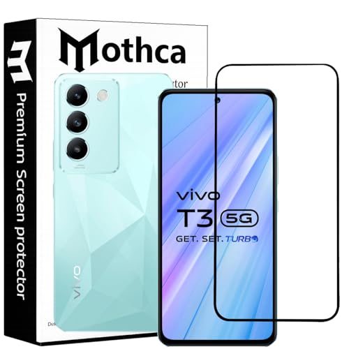 Image of Mothca Military-Grade Tempered Glass Screen Protector Compatible for iQOO Z9 5G / Z5 5G / Vivo T3 5G with Edge to Edge Coverage - Case Friendly, Anti-Scratch & Bubble-Free Installation Kit