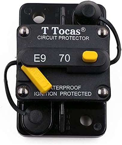 T Tocas 70 Amp Surface-Mount Circuit Breakers with Manual Reset, 12V- 48V DC 70A, Waterproof Breaker
