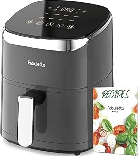 Air Fryers 4L,Fabuletta1680W Compact Air Fryers with 9 Presets, Max 230 Setting Digital Air Fryer Oven with Rapid Air Circulation, Digital Display,Shake Reminder,Nonstick & Dishwasher (Grey)