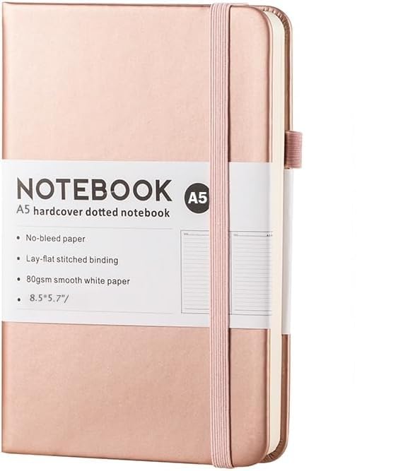 Red Dot Gift® A5 Dotted Notebooks,100 pages Perfect for Creative Writing and Organizing Your Thoughts with Eco-Friendly Paper, Durable Binding, and Stylish Design. Planner (Rose Gold, A5) Rose Gold A5