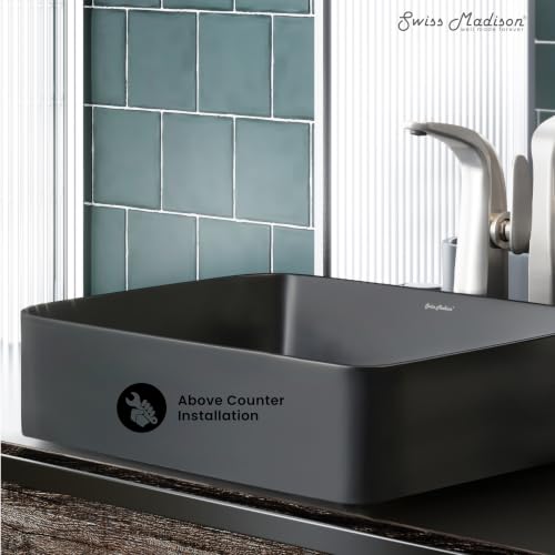 Image of Concorde 20 inch Rectangle Ceramic Vessel Sink in Matte Black
