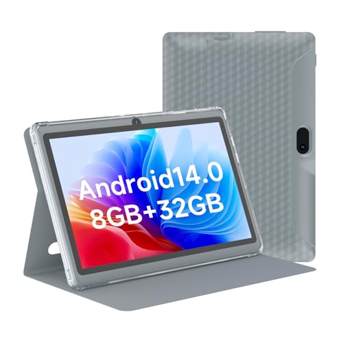 Image of HOTTABLET Tablet 7Inch Android 14.0 with Protective Case, 8GB(3+5GB Expand) RAM+ 32GB ROM, IPS Screen, Dual Camera, Bluetooth 5.0 WiFi Tab (Gray)