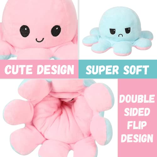 DRYPHON-Reversible-Octopus-Soft-Toys-for-Kids-Octopus-Stuffed-Animal-Plush-Soft-Toys-for-Boys-and-Girls-Reversible-Octopus-Plushie-12-CM-Octopus-Sky-BluePink
