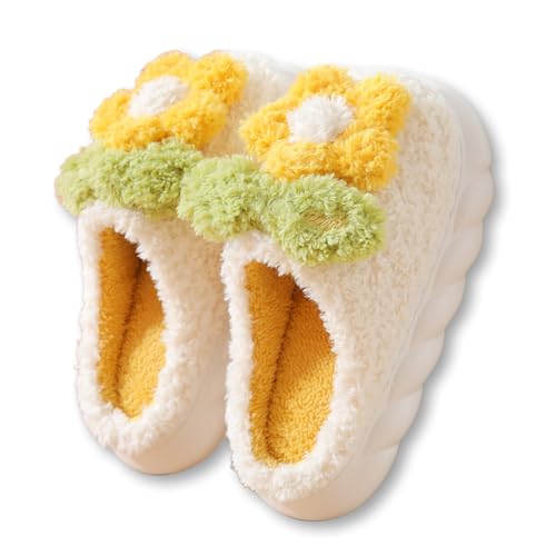Plush Floral Slippers Adult Women’s Men’s Warm home Indoor Non-Slip Flowers for Winter Comfort