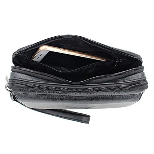 Leder-Clutch-Tasche Handgelenk-Geldbörse für Männer Frauen Reisen Outdoor Business Organizer Wristlet Strap Pouch Coin Money Wallet Handtasche Mehrzweck-Handyhalter Daypack – Bild 6