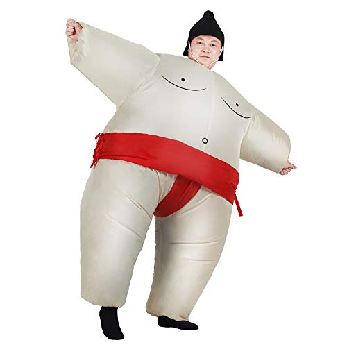 Inflatable Adult Sumo Wrestler Suits Wrestling Fancy Dress Halloween Costume One Size Fits Most (Red Adult)