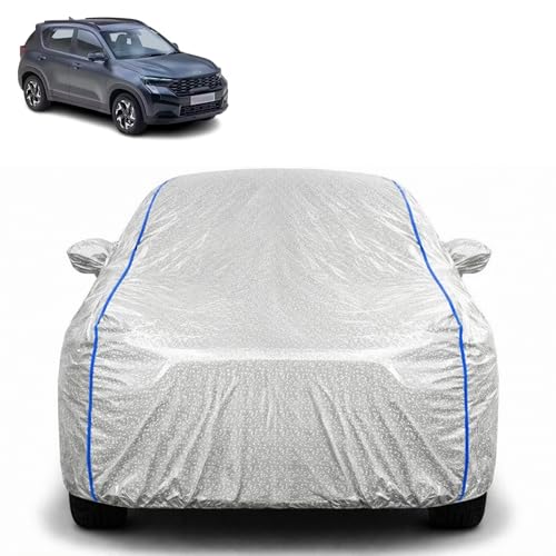 Image of Waterproof Car Cover for Kia Sonet | All Weather Protection | UV Resistant & Dustproof | Soft Cotton Lining to Prevent Scratches | Triple Stitched with Mirror Pockets & Elastic Hem
