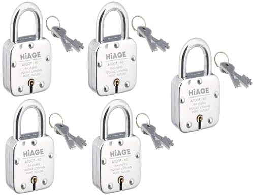 Image of Smart Shophar Brass and Steel Hiage Atoot Padlock 60 MM Silver Pack of 5 with Keys /Multipurpose Hardened Shackle Padlock for Door, Gate, Shutter and Home /Drill Resistant Body