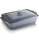 KOOV Ceramic Casserole Dish with Lid, Covered Rectangular Casserole Dish Set, Lasagna Pans with L...