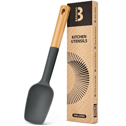 Badiano Silicone Spoon Spatula, Nonstick Rubber Spatula, Grey
