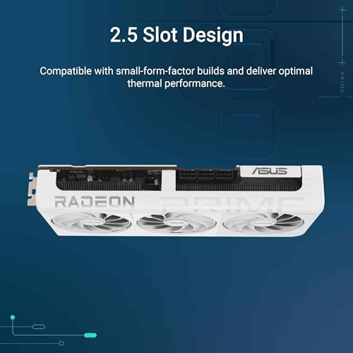 Image of ASUS Prime Radeon RX 9070 XT White OC Edition Graphics Card, AMD (PCIe 5.0, HDMI /DP 2.1, 2.5-Slot Design, Axial-tech Fans, Ball Bearings, Dual BIOS, GPU Guard)