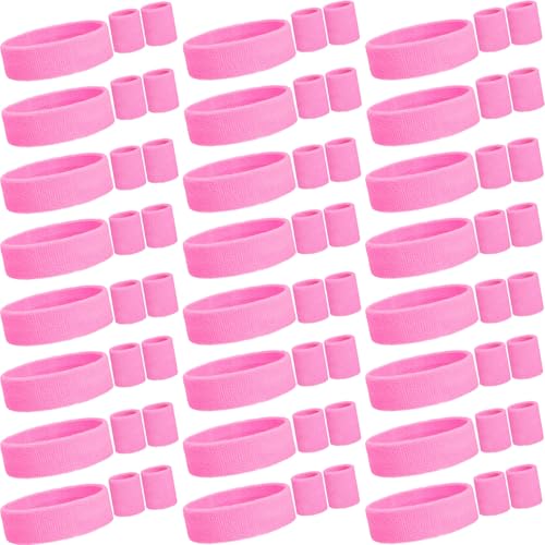 Image of Neon Sweatbands and Wristbands Bulk, Cotton Sports Headbands for Team Spirit, School Field Day, 80s 90s Party, Soccer Fan Accessories, Gym, Cheer and Group Events