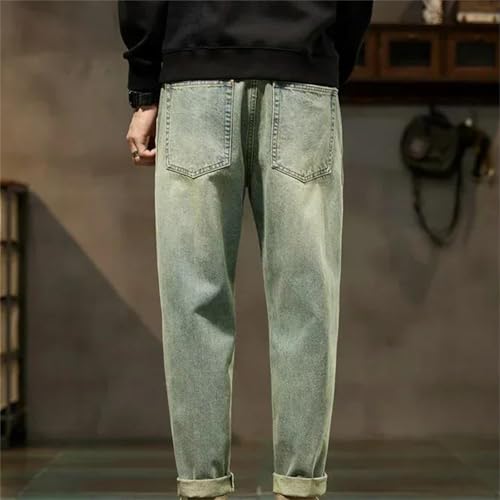 Men's Fall Winter Jeans – Loose Retro Solid Color Denim Pants Comfortable Trousers4