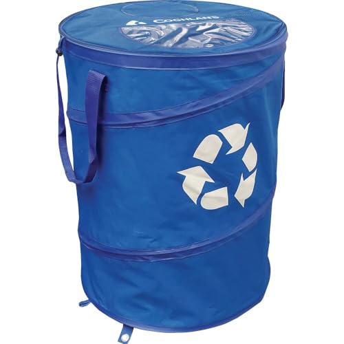 Image of Coghlan's Deluxe Durable Pop-Up Recycling Can - Collapsible Bin with Zippered Lid, Bag Clips, and Anchoring Points for Camping, Home, and Outdoor Use - 29.5 Gallon