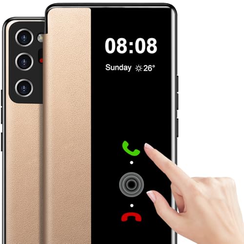 Coque Samsung Note 20 Ultra 5G Étui Flip Folio en Cuir PU et TPU Doré