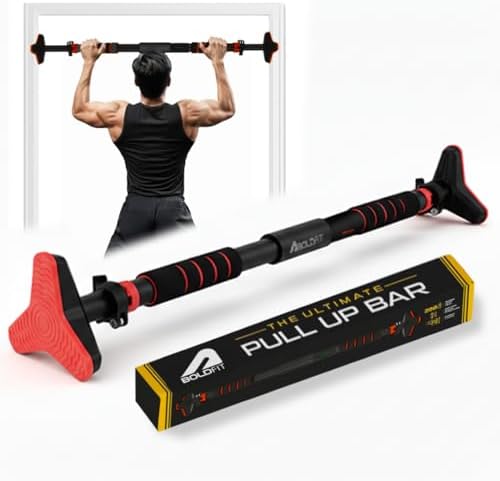 Boldfit Pull Up Bars For Home Workout -Chin Up Bar Gym Accessories for Men Door Way Adjustable Hanging Rod Without Screw, Anti-skid Grip, Strength Training Exercise Bar