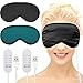 2 Pieces Silk Heated Eye Mask for Dry Eyes USB Steam Warm Compress for Puffy Eyes Adjustable Temp Sleep Eye Mask for Dry Eye, Chalazion, Blepharitis, Stye (Black, Green)