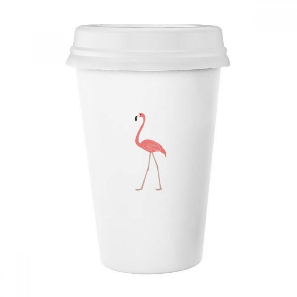 Tasse en céramique anti-poussière flamant rose 350ml avec couvercle
