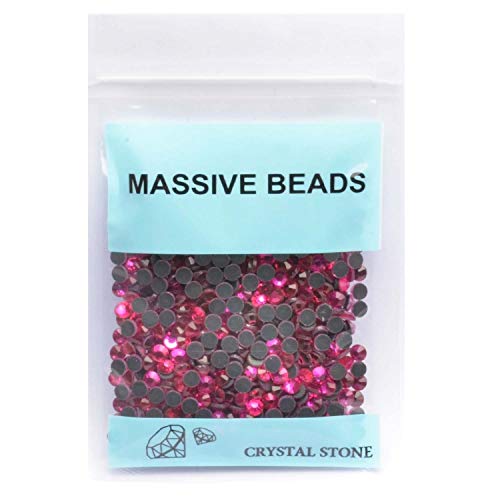 Image of 3000 Pieces Hot Fix 3MM Glass Flatback Rhinestones HotFix Round Crystal Gems (Rose Pink, SS10)