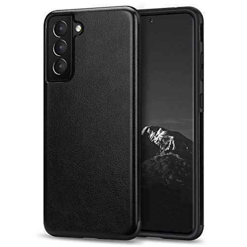 TENDLIN Zaprojektowane dla Samsung Galaxy S21, skóra premium TPU hybrydowe etui kompatybilne z Galaxy S21 5G (czarne)