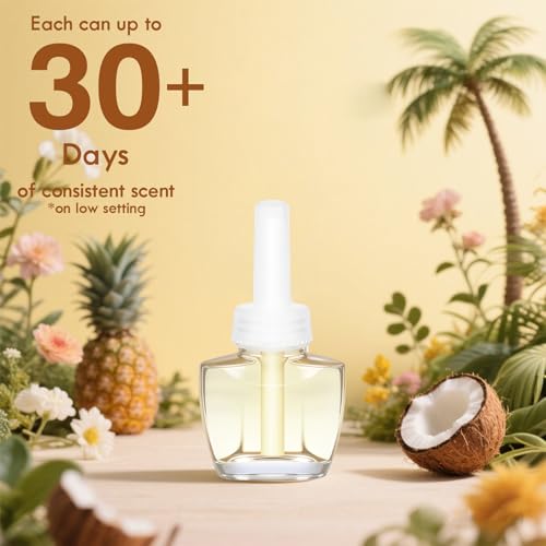 Image of Plug In Air Freshener Refills - Hawaiian Scented, Summer Scents, 6 Pack | Wall Plug In Refills, 3.96 Fl Oz, Compatible with Air Wick & Glade, for Bathroom, Bedroom, Office