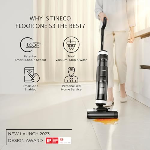 Image of Tineco Floor One S3 Cordless Vacuum Cleaner, Wet & Dry Automatic Floor Washer with LCD Display, Smart App & Voice Control