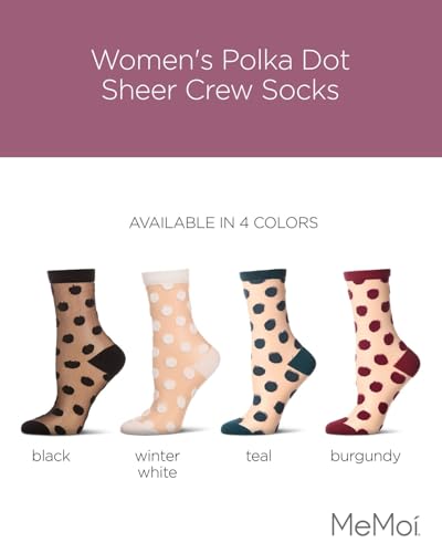 MeMoi Women's Polka Dot Sheer Crew Socks2