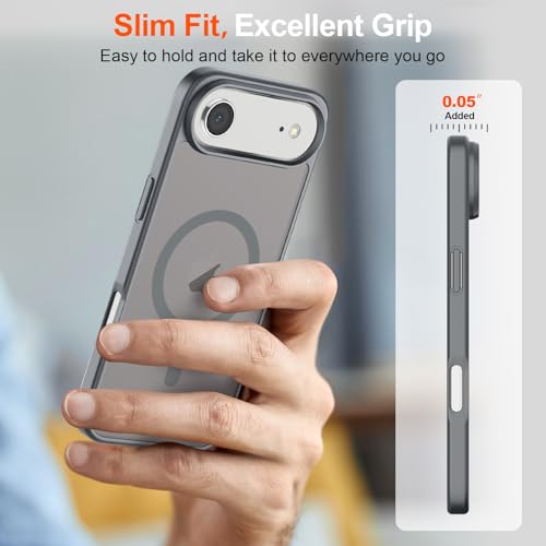 Image of SUPFINE Magnetic for iPhone Air Case (Compatible with MagSafe)(Military Grade Drop Protection) Slim Translucent Matte Shockproof with Anti-Fingerprint Phone Cover for 17 Air,Gray
