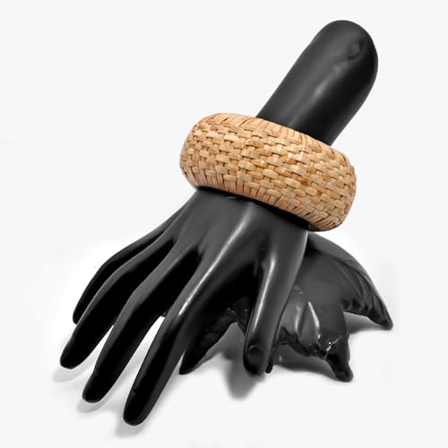 Pure Hands Handwoven Cane Bangle Mat Weave Eco-Friendly Jewelry Studio – Natural Rattan Bracelet with Wooden Frame – Sustainable Shiny Finish Accessory2