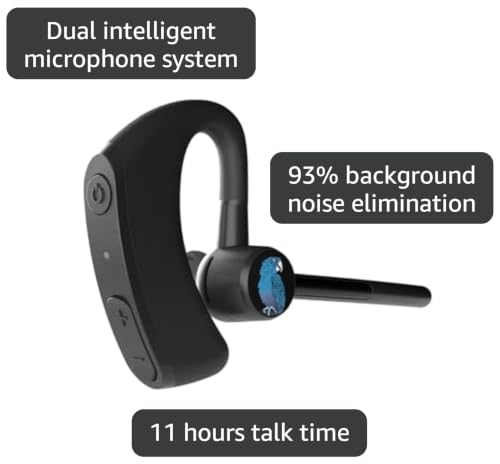 Image of BlueParrott M500‑XT Mono Bluetooth Headset, 93% Noise‑Cancelling AI‑Powered Dual‑Mic, Open‑Ear Design for Rideshare & Delivery Drivers, IP54‑Rated, 11 Hours Talk Time, Black