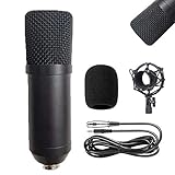 Kit De Micrófono De Condensador Bm-700 Mic Set Micrófono para Juegos, Podcast Pc Micrófono XLR A 3.5Mm con Micrófono Ajustable, Soporte De Choque, para Grabación De Estudio, Transmisión (Negro) Micró