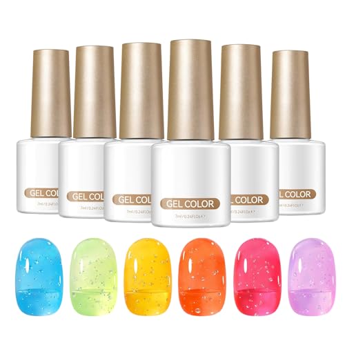 Set de gel uñas semitransparente de 6 piezas para principiantes y decoración fácil en hogar