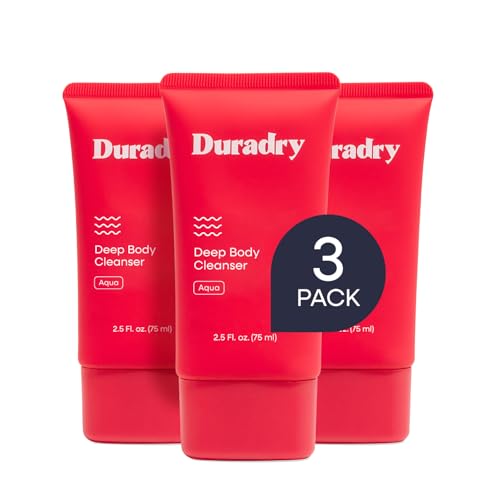Duradry Deodorizing Body Wash for Women and Men - Odor control, Deep Cleansing, Nourishes and Moisturizes Skin, Made with Natural Ingredients - Aqua Fragrance, Travel Size - 2.5 Fl Oz (Pack of 3)