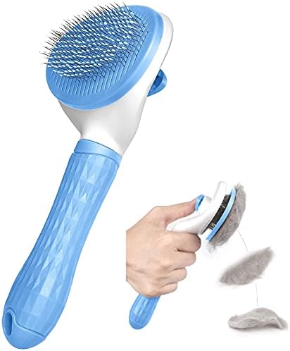 Dog Brush, Self Cleaning Slicker Brushes for Dogs Cats Pet Grooming Brush Tool Gently Removes Loose Undercoat, Mats Tangled Hair Slicker Brush for Pet Massage-Self Cleaning