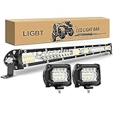 LIGBT LED Light Bars Kit White 21 Inch 204W Slim Light Bars 60W 4Inch LED Pods 12V 24V Fog Driving Lights Car Truck ATV Tractor Work Light Roof Bumper Lamp Offroad Lights