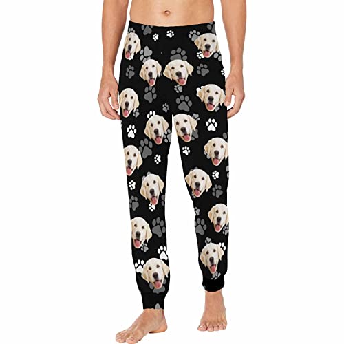 Personalized Pet Face Pajamas Pants Lounge Trousers Sleepwear Casual Nightwear Pjs for Men Dad