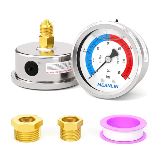 Manomètres Meanlin Measure 30 Psi boîtier acier inoxydable 304