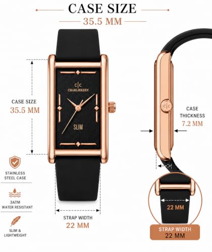 Image of CHARLIEKEEN Slim Rectangular Mens Analog Watch