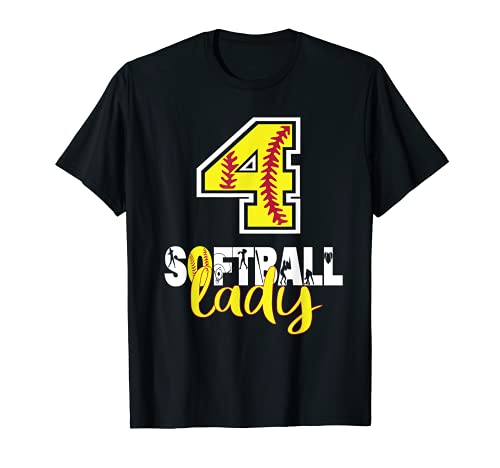 4th Birthday Softball Lady Girl 4 Años Amante del Softbol Camiseta