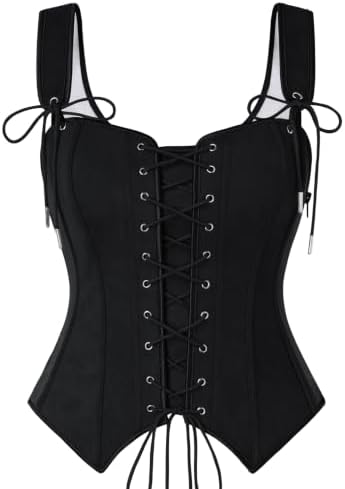 SCARLET DARKNESS Renaissance Wildleder Korsett Top Damen Träger Bustier | Weiches Wildleder Material, Verstellbare Träger, Front Kreuzschnürung, Figurbetonter Schnitt, Weste im mit
