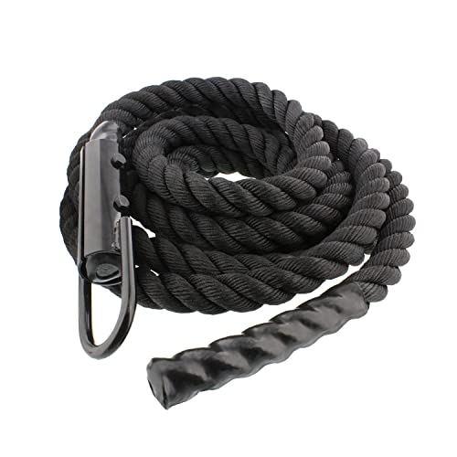 Get Out!™ Workout Fitness Climbing Rope 30’ Foot x 1.5” Inch in Black – Battle Rope for Outdoor and Indoor Gym Exercise