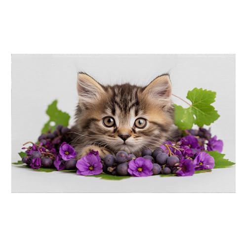 Papel de Pared Decorativo Linda Flor De Gato Murales Decorativos Pared Sin Pegamento Fácil de Aplicar y Removible Papel Pintado Mural para Salón Dormitorio 274x254cm