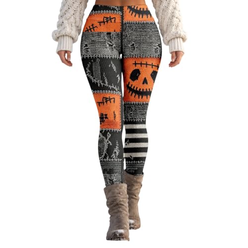 Womens Halloween Leggings High Waist Skull Printed Stretch Yoga Pants - image 1