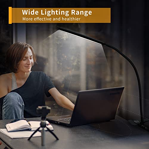 Echeaio Clip On Light Led Desk Lamp With Clamp Eye-Caring Dimmable Reading Light For Headboard,3 Modes 10 Brightness, Flexible Gooseneck Book Light Memory Function Desk Lamps For Home Office #TOP6
