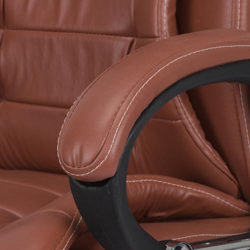 Image of GOYALSON Doctor Ortho Lumbar Support Spine Care High Back Office Executive Boss Black Revolving Chair | Made in India (Bolish Handle Tan)